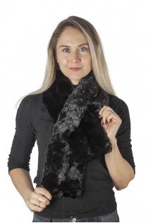 Black mink fur scarf, mink fur remnants - fur on both sides